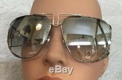 Givenchy Sunglasses Large Framed Silver Rim Reflective Silver Tinted Open Arms