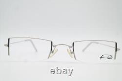 Glasses Flair 453 Silver Black White Half-Rim Eyeglasses Frame New
