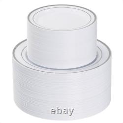 Goodluck 200PCS Silver Plastic Plates, Heavy Duty Disposable Silver Plates wit