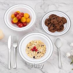 Goodluck 300 Pack Plastic Bowls with Silver Rim