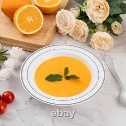 Goodluck 300 Pack Plastic Bowls with Silver Rim