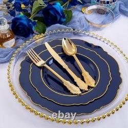 Green Plastic Plates 350PCS Elegant Disposable Party Supplies With Gold Rim New