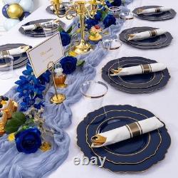 Green Plastic Plates 350PCS Elegant Disposable Party Supplies With Gold Rim New