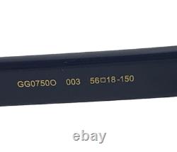 Gucci Eyeglasses Frames GG0750O 003 Blue Silver Rectangle Full Rim 56-18-150 Gucci Eyeglasses Frames GG0750O 003 Blue Silver Rectangle Full Rim 56-18-150