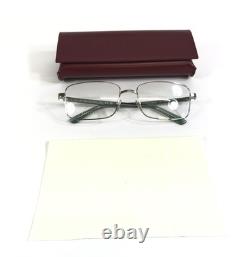 Gucci Eyeglasses Frames GG1586O 006 Silver Green Rectangle Full Rim 59-18-145
