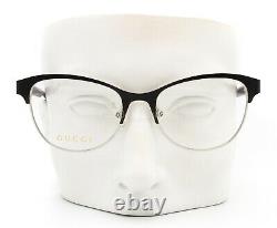 Gucci GG 0718O 002 Eyeglasses Glasses Matte Black with Silver GG Logo 53-17-140