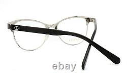 Gucci GG 0718O 002 Eyeglasses Glasses Matte Black with Silver GG Logo 53-17-140