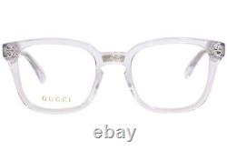 Gucci GG0184O 012 Eyeglasses Frame Crystal/Silver Square Shape Full Rim 50-mm