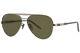 Gucci Gg1163s 002 Sunglasses Men's Silver/grey/green Lenses Pilot Shape 60mm