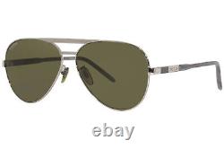 Gucci GG1163S 002 Sunglasses Men's Silver/Grey/Green Lenses Pilot Shape 60mm