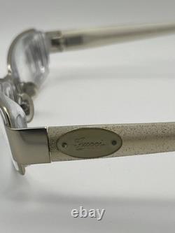 Gucci Silver Full Rim Metal/Plastic Rectangular Eyeglass Frames Women Designer