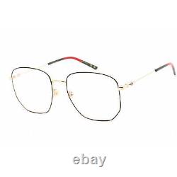 Gucci Women's Eyeglasses Gold Black Metal Square Frame Clear Lens GG0396O 001