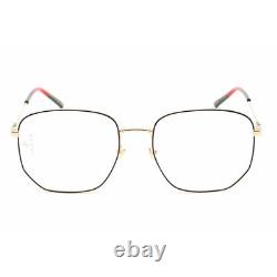 Gucci Women's Eyeglasses Gold Black Metal Square Frame Clear Lens GG0396O 001