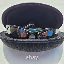 Half Rim Oakley Mens Sports Black Wrap Sunglasses with Extra Lenses and Case