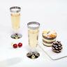 Hard Plastic 6-ounces Clear Champagne Flute Glasses Silver Rim Party Wedding