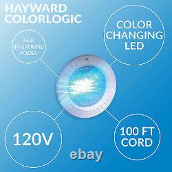 Hayward ColorLogic 4.0 Inground LED Pool Light with Plastic Face Rim, 100 Ft Cord