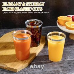 Heavy-Duty 12 oz Silver Rimmed Tumblers 200 Elegant Disposable Cups for Events