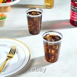 Heavy-Duty 12 oz Silver Rimmed Tumblers 200 Elegant Disposable Cups for Events