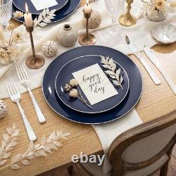 Heavyweight Disposable Plastic Plates With Gold Rim Events Parties Weddings New