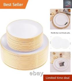 Heavyweight Disposable Plates 100PCS Gold Rim for Events & Gatherings
