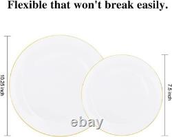 Heavyweight Disposable Plates 100PCS Gold Rim for Events & Gatherings