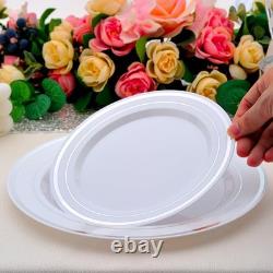 ISFANGCO 700 PCS Silver Plastic Dinnerware 100 Guests, Silver Disposable Plate