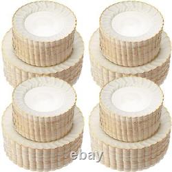 Ivory Plastic Plates with Gold Rim Heavy Duty Disposable Plates Includes Plas