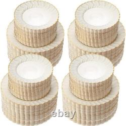 Ivory Plastic Plates with Gold Rim Heavy Duty Disposable Plates for Dessert