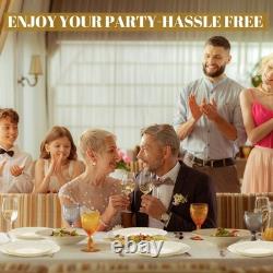 Ivory Plastic Plates with Gold Rim Heavy Duty Disposable Plates for Dessert