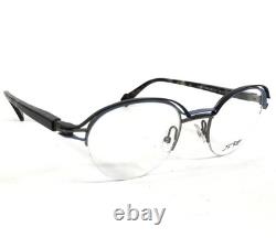 J. F. Rey Eyeglasses Frames JF2879 0200 Blue Silver Round Half Rim 48-21-148