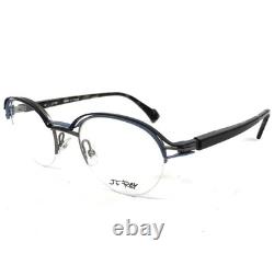 J. F. Rey Eyeglasses Frames JF2879 0200 Blue Silver Round Half Rim 48-21-148