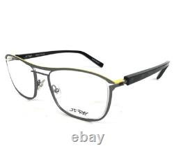 JF Rey Eyeglasses Frames JF2816 0550 Ruthenium Gray Yellow Rectangle 53-19-145