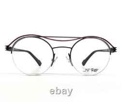 JF Rey Eyeglasses Frames JF2858 0000 Black Red Silver Round Half Rim 47-20-143