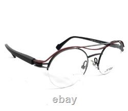 JF Rey Eyeglasses Frames JF2858 0000 Black Red Silver Round Half Rim 47-20-143