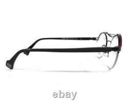JF Rey Eyeglasses Frames JF2858 0000 Black Red Silver Round Half Rim 47-20-143