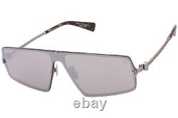 John Varvatos V545 Sunglasses Men's Silver/Brown Lenses Fashion Shield 61mm