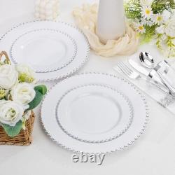 LIYH 350 Pcs Silver Plastic Dinnerware Set for 50 Guests Plastic Disposable