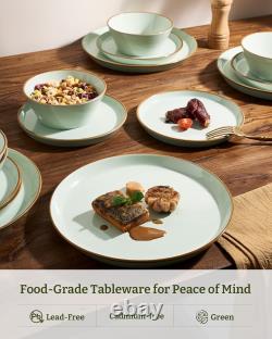 Light Pink with Rim, Microwave and Dishwasher Safe Tableware Set, 12 Pieces