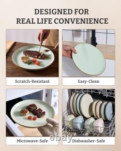 Light Pink with Rim, Microwave and Dishwasher Safe Tableware Set, 12 Pieces