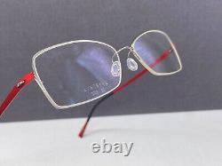 Lindberg Eyeglasses Frames woman Silver Red Rectangular half Rim 3008 Titan Slim