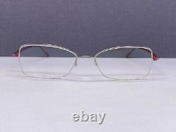 Lindberg Eyeglasses Frames woman Silver Red Rectangular half Rim 3008 Titan Slim