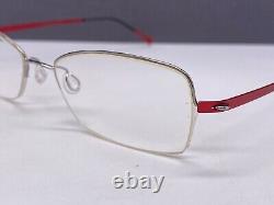 Lindberg Eyeglasses Frames woman Silver Red Rectangular half Rim 3008 Titan Slim