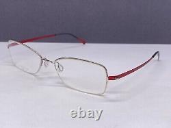 Lindberg Eyeglasses Frames woman Silver Red Rectangular half Rim 3008 Titan Slim