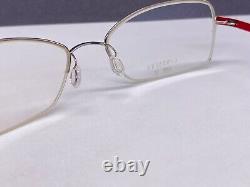 Lindberg Eyeglasses Frames woman Silver Red Rectangular half Rim 3008 Titan Slim