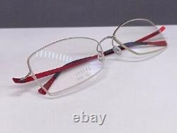 Lindberg Eyeglasses Frames woman Silver Red Rectangular half Rim 3008 Titan Slim