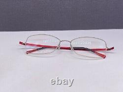 Lindberg Eyeglasses Frames woman Silver Red Rectangular half Rim 3008 Titan Slim