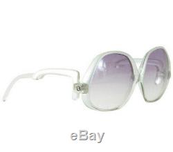 Louis Feraud 1970s VTG Silver Rim Clear Plastic Oversized Designer Sunglasses