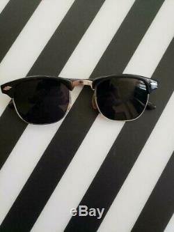 MENS VINTAGE 50s BLACK & SILVER HALF RIM SUNGLASSES 1950 FRAME RARE 1950s