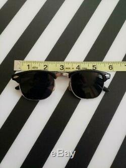 MENS VINTAGE 50s BLACK & SILVER HALF RIM SUNGLASSES 1950 FRAME RARE 1950s