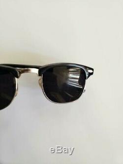 MENS VINTAGE 50s BLACK & SILVER HALF RIM SUNGLASSES 1950 FRAME RARE 1950s